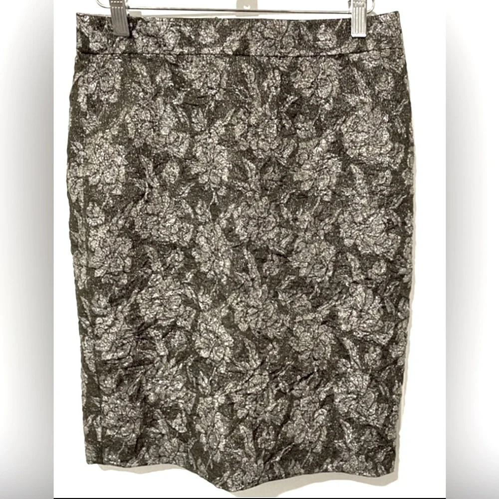 NWOT J.Crew Jacquard Metallic Crinkle Skirt